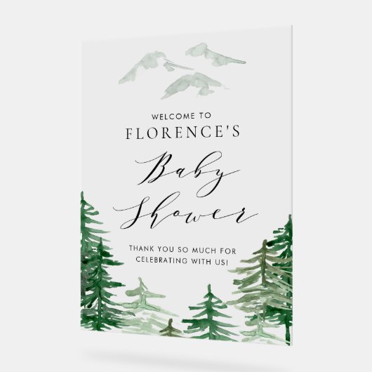 Waterverf Woodland Baby shower Welkomstteken Acryl Bord (Hoek)