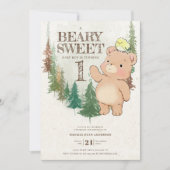 Waterverf Woodland Beary Sweet 1st Birthday Kaart (Voorkant)