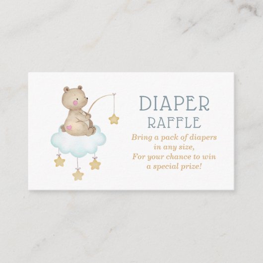 Waterverf Woodland Beer Luier Raffle Informatiekaartje (Voorkant)