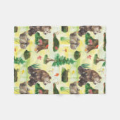 Waterverf Woodland beer met een beer krab Fleece Deken (Voorkant (Horizontaal))