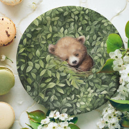 Waterverf Woodland Beer Neutraal Baby shower Papieren Bordje