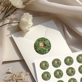 Waterverf Woodland Beer Neutraal Baby shower Ronde Sticker