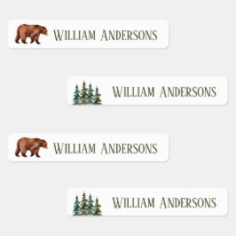 Waterverf Woodland Beer Persoonlijke jongens Labels