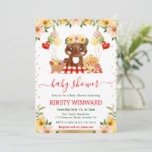 Waterverf Woodland Beer Picknick Baby shower Kaart (Staand voorkant)