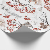 Waterverf Woodland Berries en Dieren Kerstmis Cadeaupapier (Hoek)