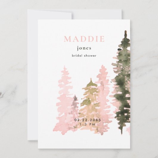 Waterverf Woodland Blush Vrijgezellenfeest Kaart (Voorkant)