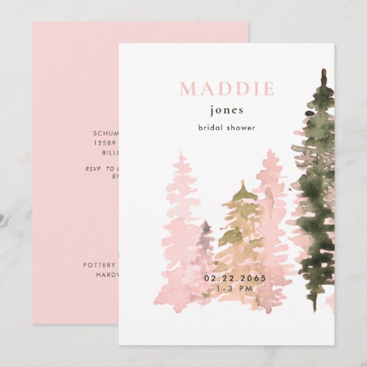 Waterverf Woodland Blush Vrijgezellenfeest Kaart (Voorkant / Achterkant)