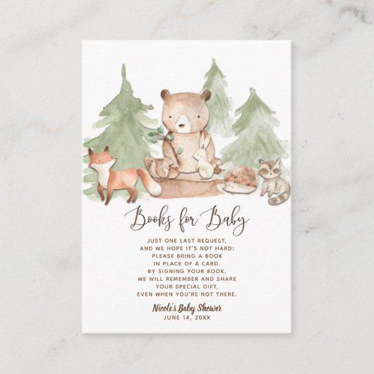 Waterverf Woodland Book Request Breng een boek mee Informatiekaartje (Voorkant)