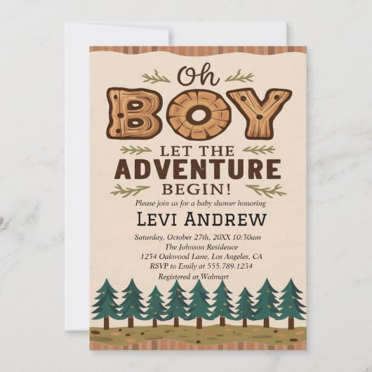 Waterverf Woodland Boy Baby shower Kaart (Voorkant)