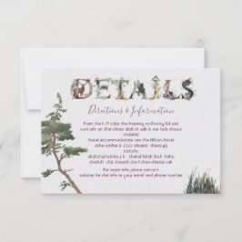 Waterverf Woodland bruiloft details en info kaart