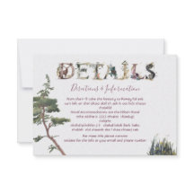 Waterverf Woodland bruiloft details en info kaart