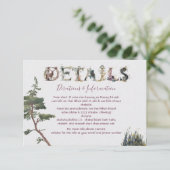 Waterverf Woodland bruiloft details en info kaart (Staand voorkant)