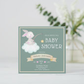 Waterverf Woodland Bunny Sage Green Baby shower Kaart (Staand voorkant)