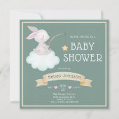 Waterverf Woodland Bunny Sage Green Baby shower Kaart (Voorkant)