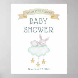 Waterverf Woodland Bunny WelkomstBaby shower Poster