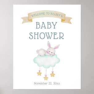 Waterverf Woodland Bunny WelkomstBaby shower Poster