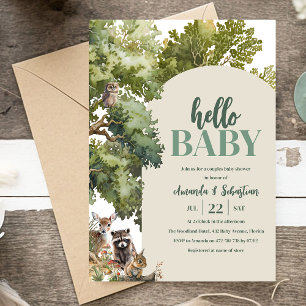 Waterverf Woodland Couples Baby shower Kaart