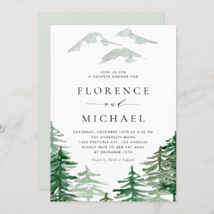 Waterverf Woodland Couples Shower Invitation Kaart