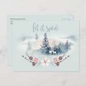 Waterverf Woodland Deer Aankondigingskaart (Voorkant / Achterkant)