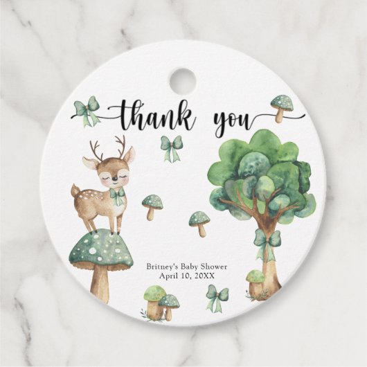 Waterverf Woodland Deer - Dank u Bedankjes Labels (Voorkant)