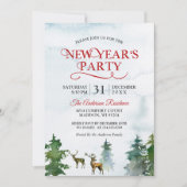 Waterverf Woodland Deer Forest Nieuwjaarsfeest Kaart (Voorkant)