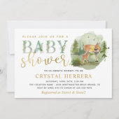 Waterverf Woodland Deer Greenery Baby shower Kaart (Voorkant)