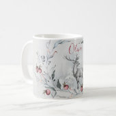 Waterverf Woodland Deer in kerstmis Koffiemok (Voorkant links)