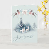 Waterverf Woodland Deer Kaart (Gele Bloem)