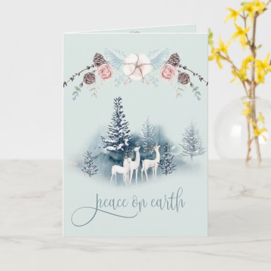 Waterverf Woodland Deer Kaart (Gele Bloem)