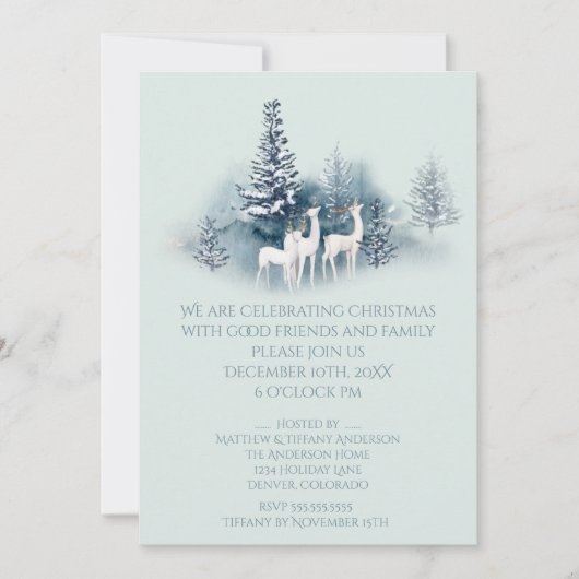 Waterverf Woodland Deer Kaart (Voorkant)