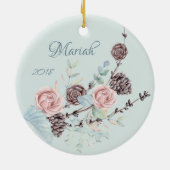 Waterverf Woodland Deer Keramisch Ornament (Achterkant)