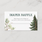 Waterverf Woodland Diaper Raffle Baby shower Informatiekaartje (Voorkant)