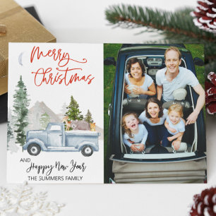 Waterverf  Woodland Dierenkerstfoto Feestdagenkaart