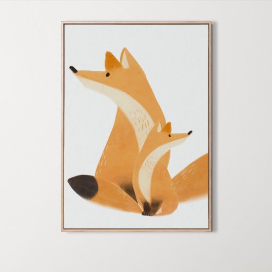 Waterverf Woodland familie Fox kamer Decor Poster