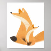 Waterverf Woodland familie Fox kamer Decor Poster (Voorkant)