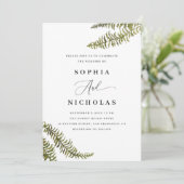 Waterverf Woodland Fern | Trouwfoto en QR-code Kaart (Staand voorkant)