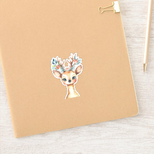 Waterverf Woodland Floral Deer Sticker