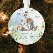 Waterverf Woodland Forest Animals 1e kerstdag Ornament