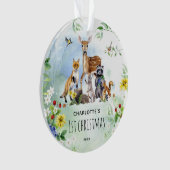 Waterverf Woodland Forest Animals 1e kerstdag Ornament (voorkant)
