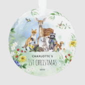 Waterverf Woodland Forest Animals 1e kerstdag Ornament (achterkant)