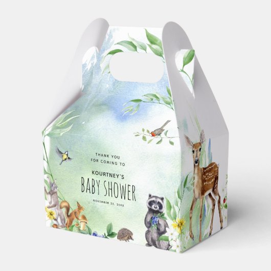 Waterverf Woodland Forest Animals Baby shower Bedankdoosjes (Voorkant Zijde)