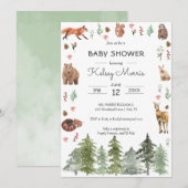 Waterverf Woodland Forest Animals Baby shower Kaart (Voorkant / Achterkant)