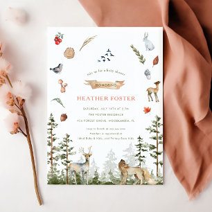 Waterverf Woodland Forest Animals Baby shower Kaart