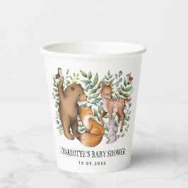 Waterverf Woodland Forest Animals Baby shower Papieren Bekers