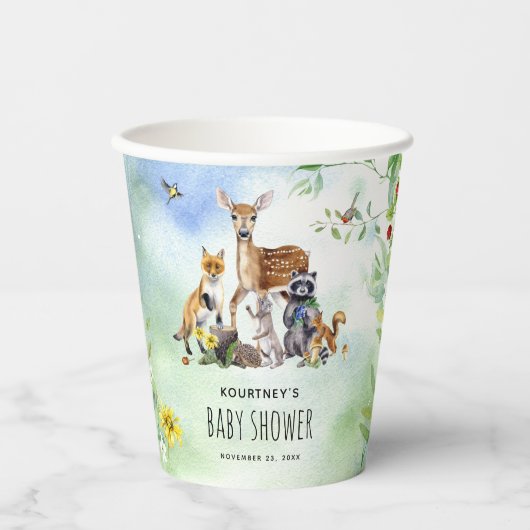 Waterverf Woodland Forest Animals Baby shower Papieren Bekers (Voorkant)