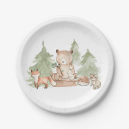 Waterverf Woodland Forest Animals Baby shower Papieren Bordje