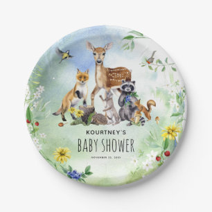 Waterverf Woodland Forest Animals Baby shower Papieren Bordje
