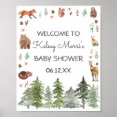 Waterverf Woodland Forest Animals Baby shower Poster (Voorkant)