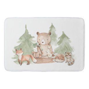 Waterverf Woodland Forest Animals Cute Kinder Badmat