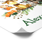 Waterverf Woodland Forest Animals Green Bow Poster (Hoek)